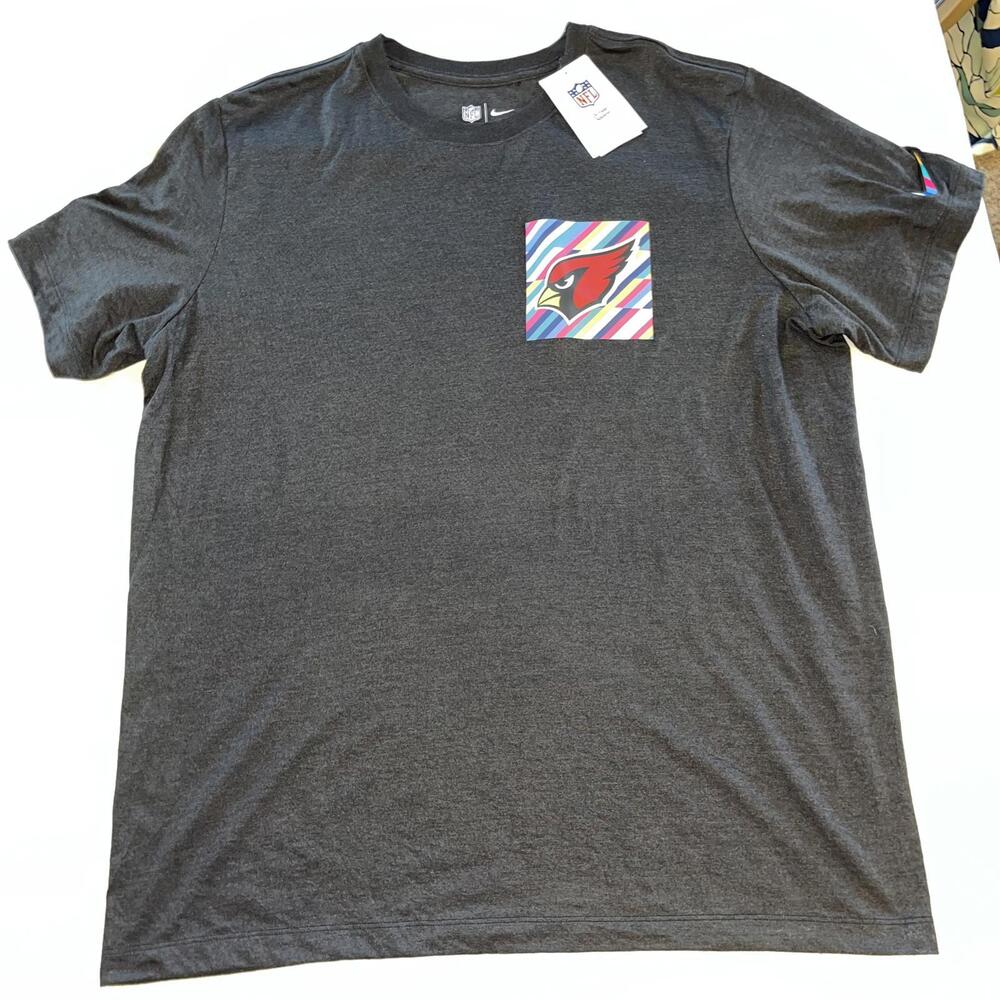 Nike NFL Arizona Cardinals T-Shirt Men’s Size XL Gray Catch Cancer Patch NWT